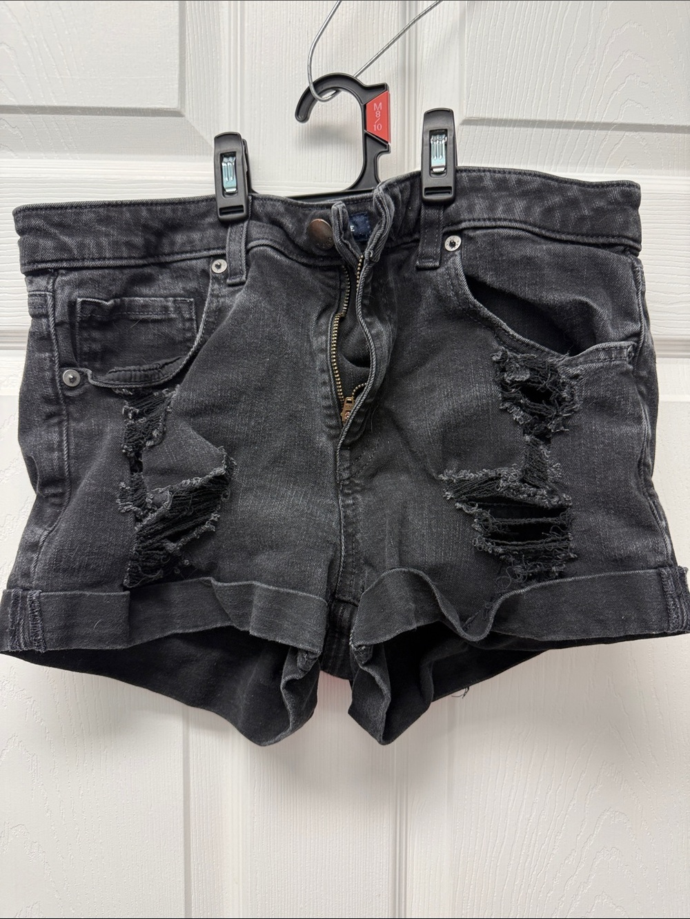 Aeropostale Black Distressed High-Rise Women's Denim Shorts